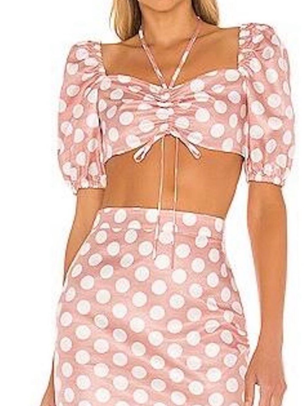 Camila Coelho Polka Dot Two-Piece Crop Top & Skirt Set
